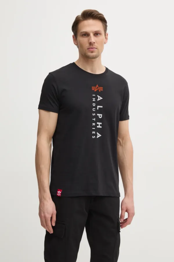 Alpha Industries Bombažna kratka majica Alpha Industries R Print T moška, črna barva, 136509