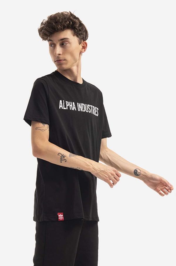 Alpha Industries Bombažna kratka majica Alpha Industries RBF Moto črna barva