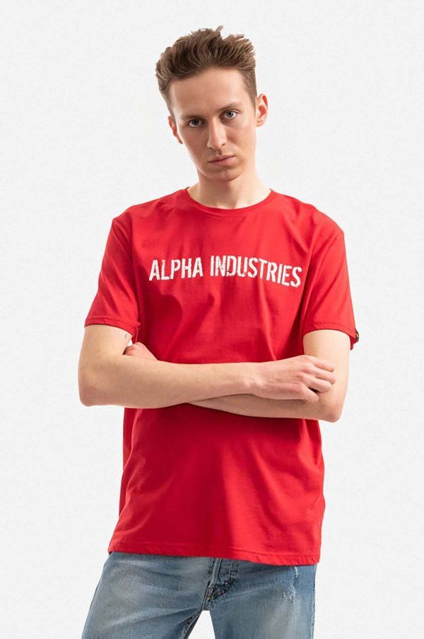 Alpha Industries Bombažna kratka majica Alpha Industries rdeča barva