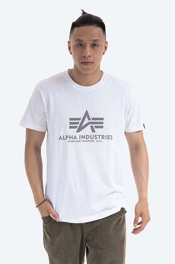 Alpha Industries Bombažna kratka majica Alpha Industries Reflective Print bela barva
