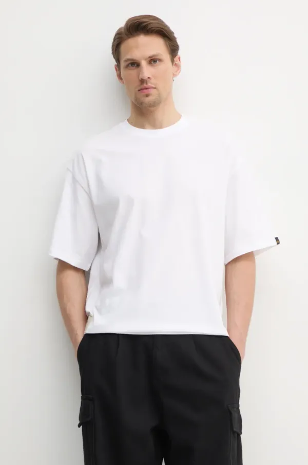 Alpha Industries Bombažna kratka majica Alpha Industries Studio Edition T moška, bela barva, 156550