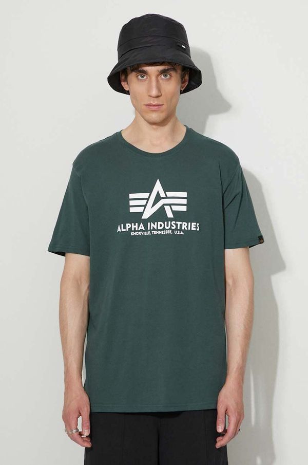 Alpha Industries Bombažna kratka majica Alpha Industries zelena barva