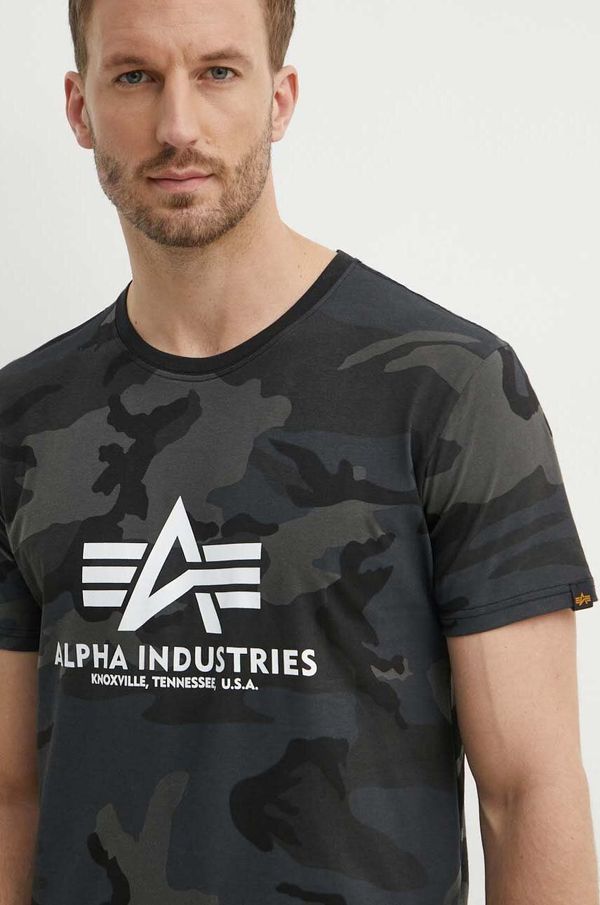 Alpha Industries Bombažna kratka majica Alpha Industries zelena barva
