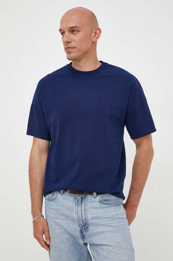American Vintage Bombažna kratka majica American Vintage mornarsko modra barva