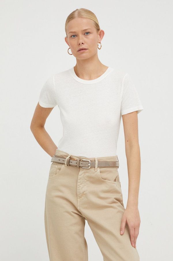 American Vintage Bombažna kratka majica American Vintage T-SHIRT MC COL ROND bež barva GAMI21