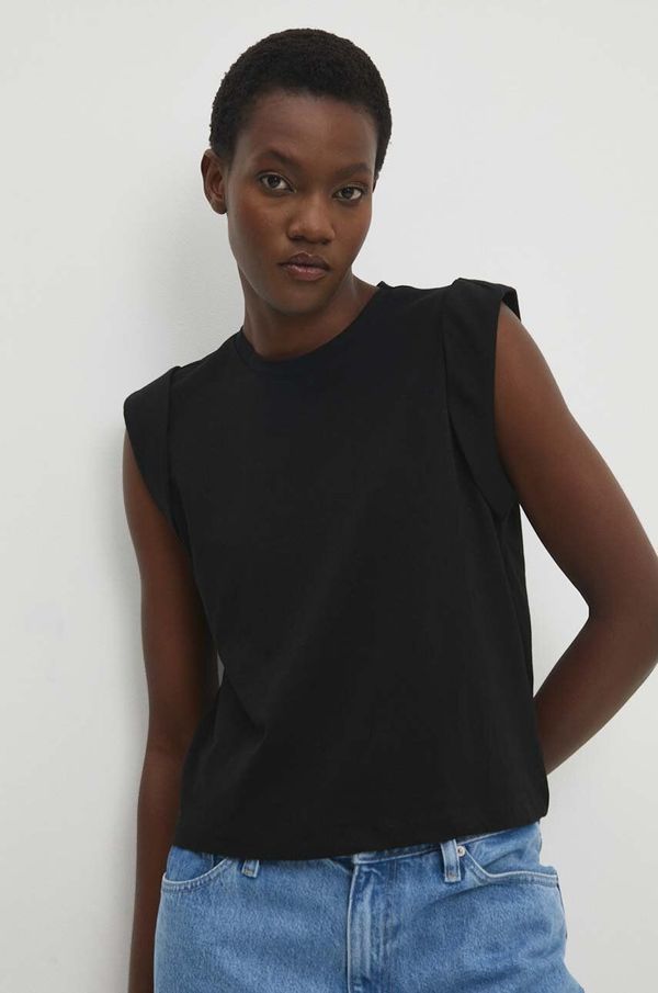 Answear Lab Bombažna kratka majica Answear Lab ženski, črna barva