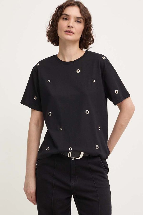 Answear Lab Bombažna kratka majica Answear Lab ženski, črna barva