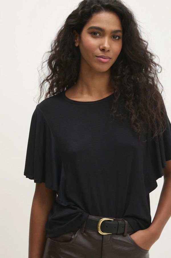 Answear Lab Bombažna kratka majica Answear Lab ženski, črna barva