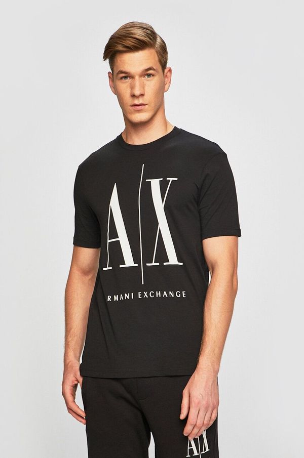 Armani Exchange Bombažna kratka majica Armani Exchange Črna barva