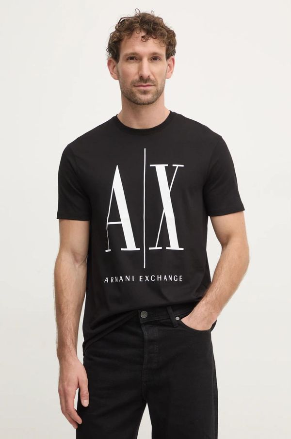 Armani Exchange Bombažna kratka majica Armani Exchange Črna barva