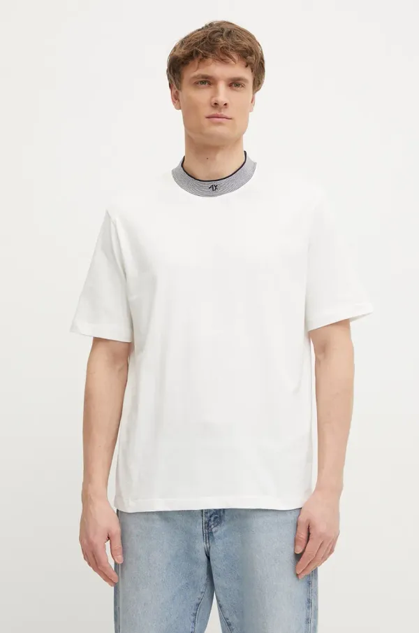 Armani Exchange Bombažna kratka majica Armani Exchange moška, bela barva, XM000280 AF10361