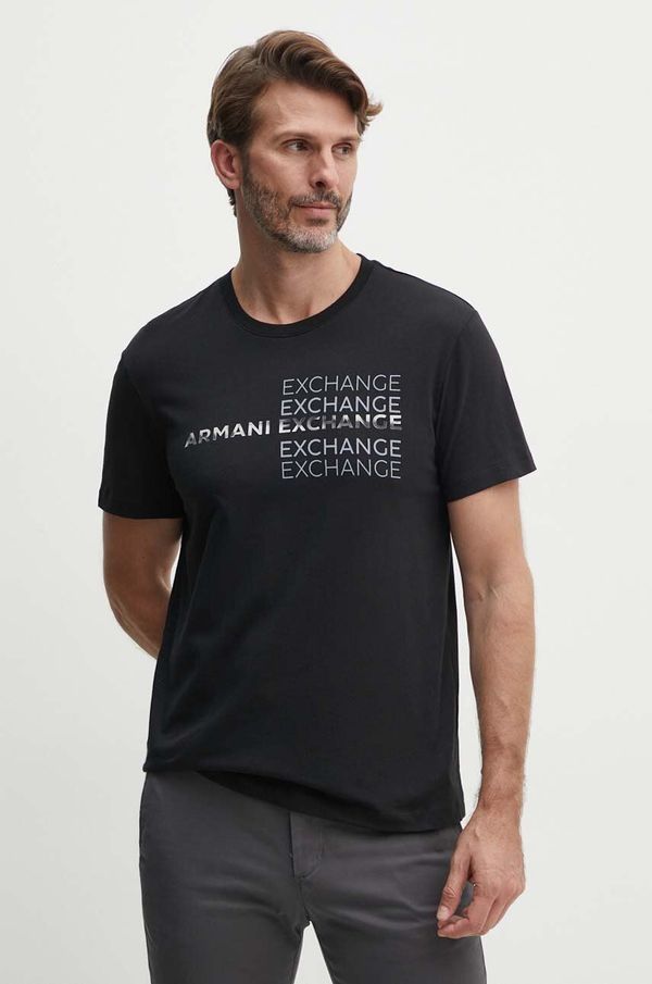 Armani Exchange Bombažna kratka majica Armani Exchange moška, črna barva, 3DZTAC ZJ9TZ