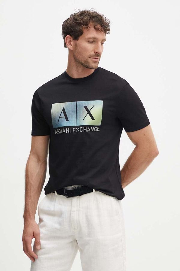 Armani Exchange Bombažna kratka majica Armani Exchange moška, črna barva, 3DZTJB ZJBYZ