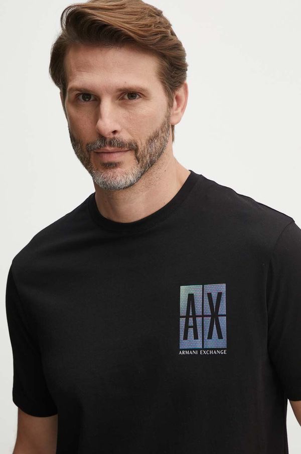 Armani Exchange Bombažna kratka majica Armani Exchange moška, črna barva, 3DZTJU ZJH4Z