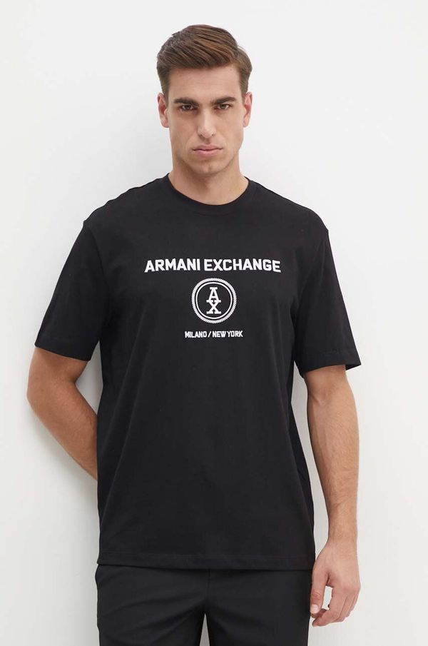 Armani Exchange Bombažna kratka majica Armani Exchange moška, črna barva, 6DZTLC ZJ9JZ
