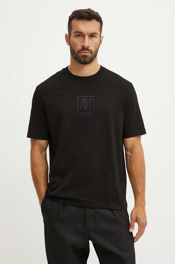 Armani Exchange Bombažna kratka majica Armani Exchange moška, črna barva, 6DZTLE ZJ9JZ