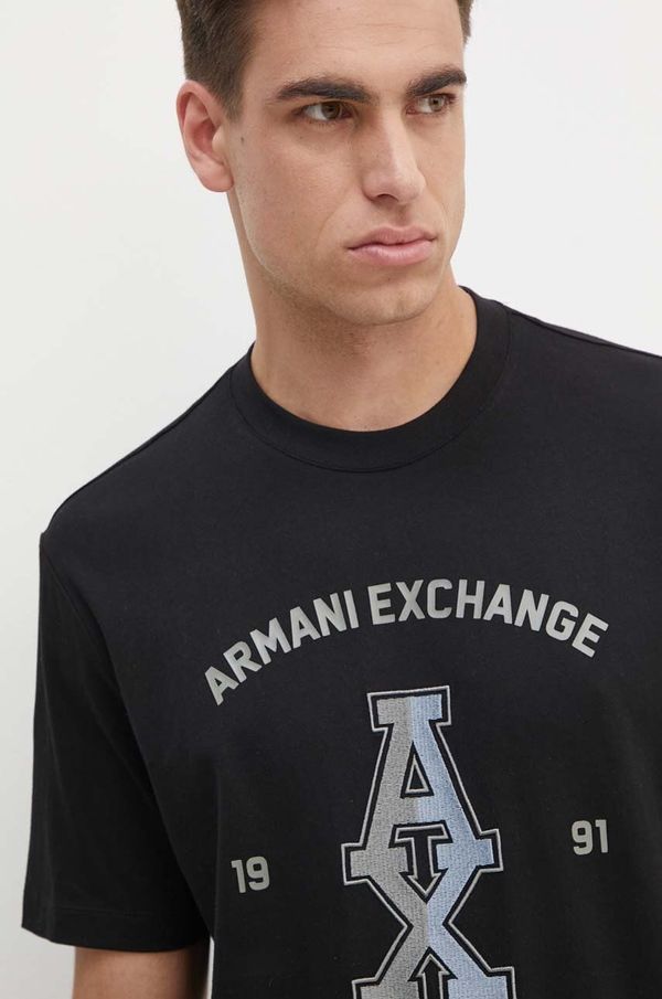 Armani Exchange Bombažna kratka majica Armani Exchange moška, črna barva, 6DZTLR ZJLFZ