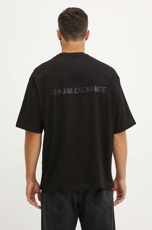 Armani Exchange Bombažna kratka majica Armani Exchange moška, črna barva, 6DZTLS ZJLFZ