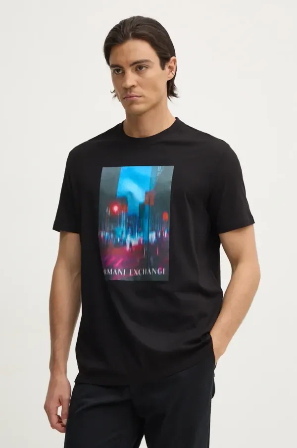 Armani Exchange Bombažna kratka majica Armani Exchange moška, črna barva, XM000058 AF10356