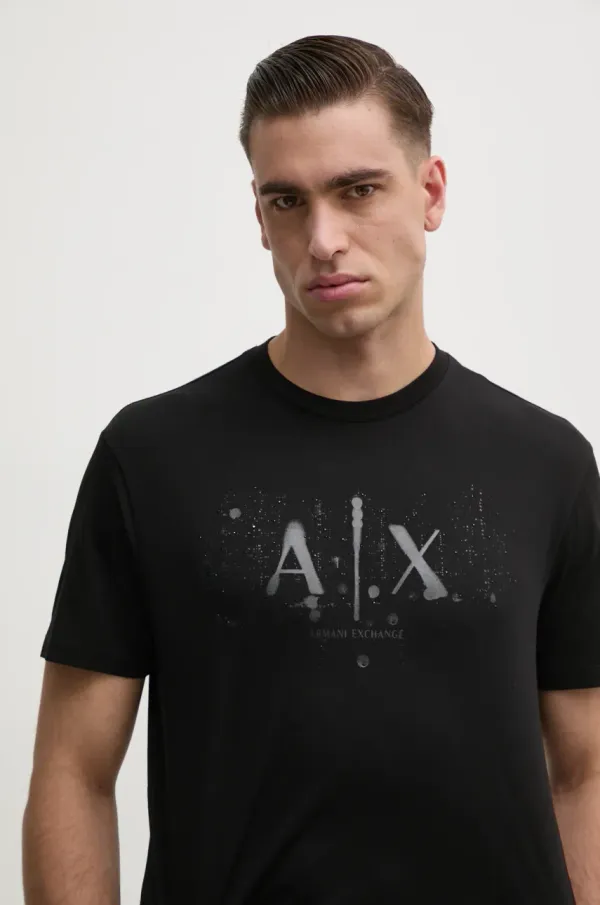 Armani Exchange Bombažna kratka majica Armani Exchange moška, črna barva, XM000062 AF10356