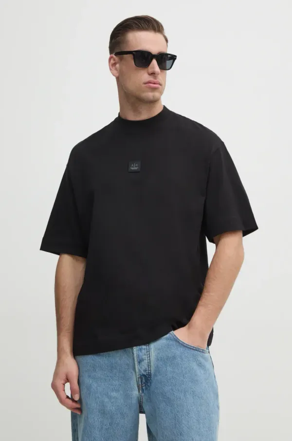 Armani Exchange Bombažna kratka majica Armani Exchange moška, črna barva, XM000118 AF10361