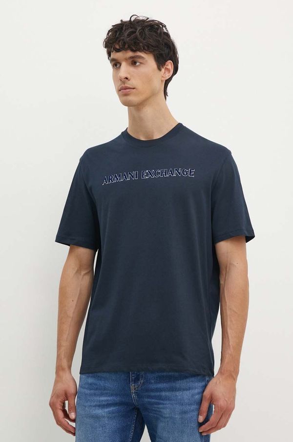 Armani Exchange Bombažna kratka majica Armani Exchange moška, mornarsko modra barva, 6DZTBD ZJ3VZ
