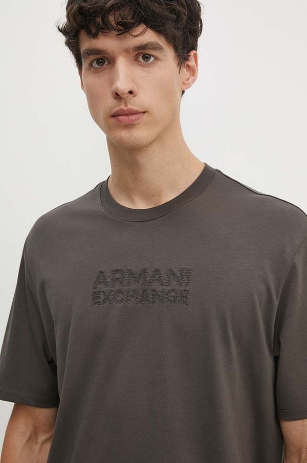 Armani Exchange Bombažna kratka majica Armani Exchange moška, zelena barva, 6DZTAC ZJASZ