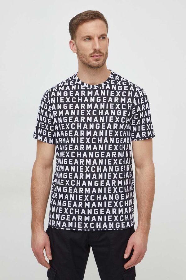 Armani Exchange Bombažna kratka majica Armani Exchange moški, črna barva