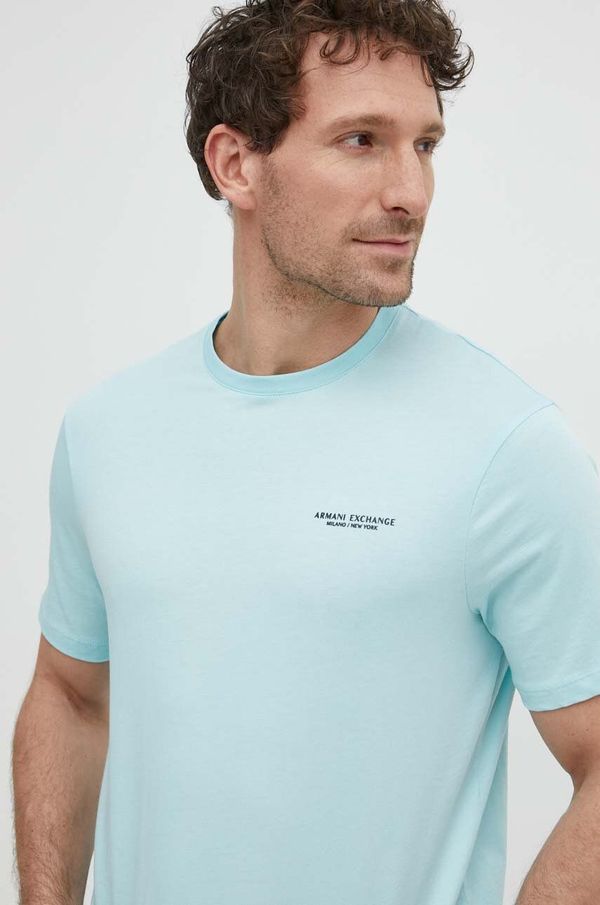 Armani Exchange Bombažna kratka majica Armani Exchange moški, vijolična barva