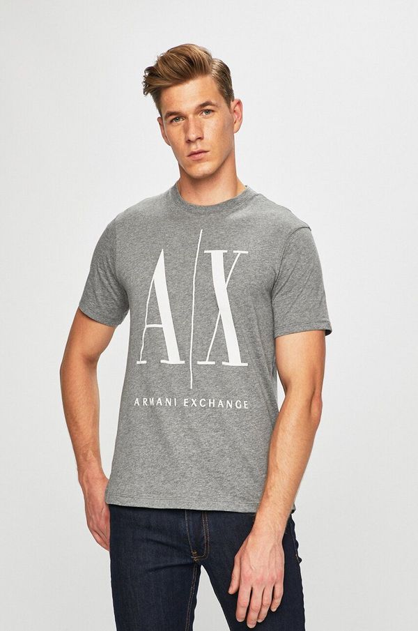Armani Exchange Bombažna kratka majica Armani Exchange Siva barva
