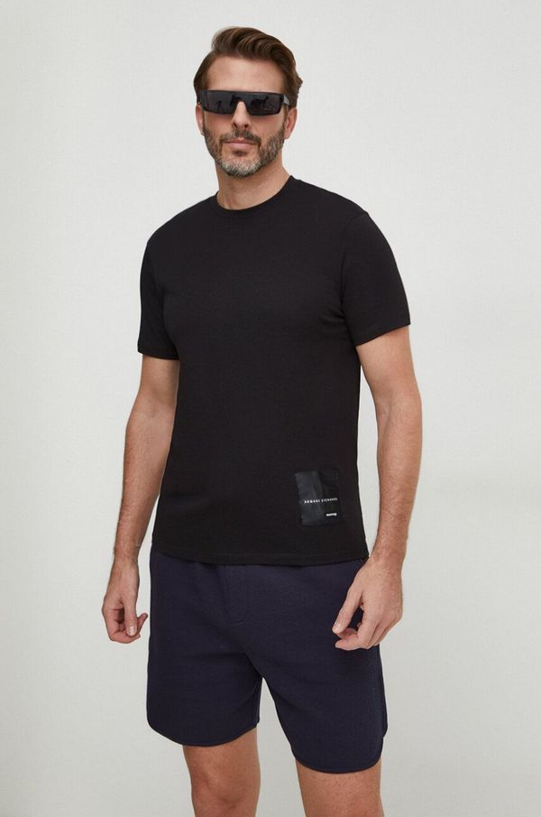 Armani Exchange Bombažna kratka majica Armani Exchange x mixmag moška, črna barva