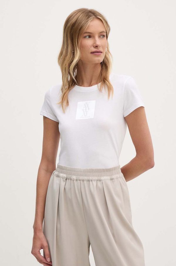 Armani Exchange Bombažna kratka majica Armani Exchange ženska, bela barva, 6DYT03 YJ3RZ