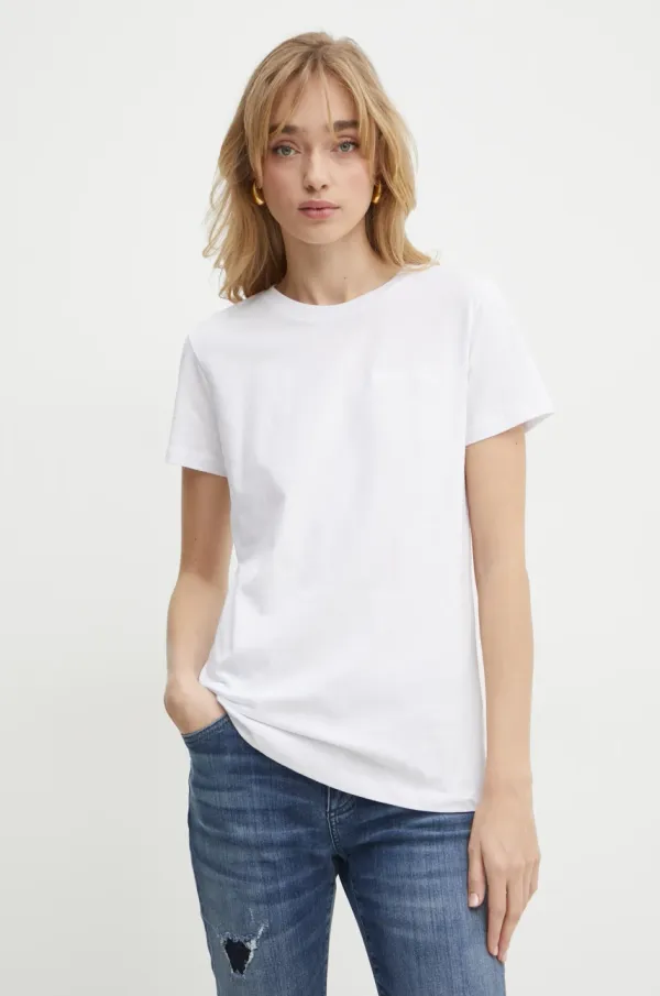 Armani Exchange Bombažna kratka majica Armani Exchange ženska, bela barva, 6DYT47 YJDGZ