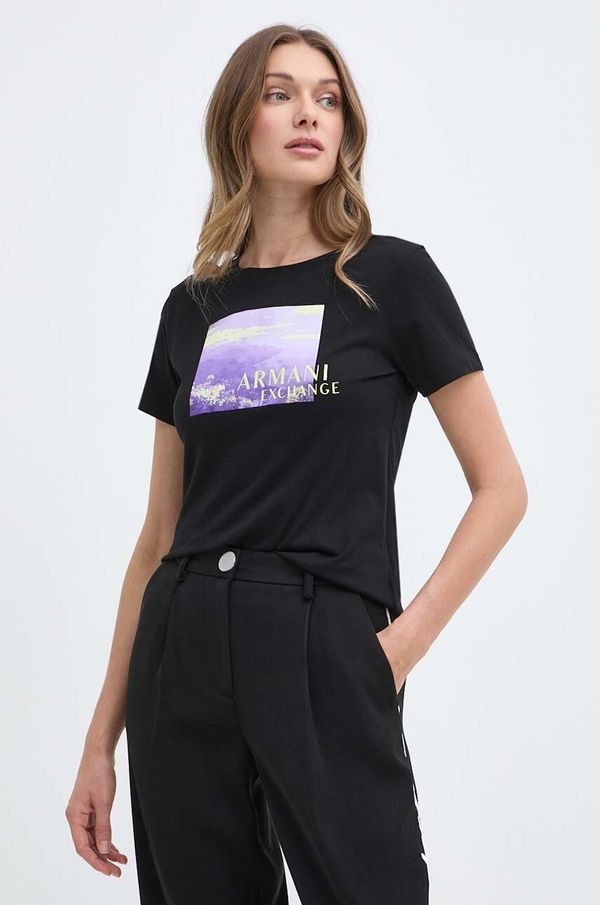 Armani Exchange Bombažna kratka majica Armani Exchange ženska, črna barva, 3DYT55 YJ3RZ
