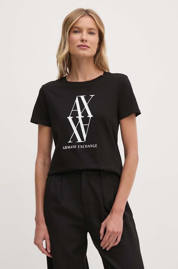 Armani Exchange Bombažna kratka majica Armani Exchange ženska, črna barva, 6DYT04 YJG3Z
