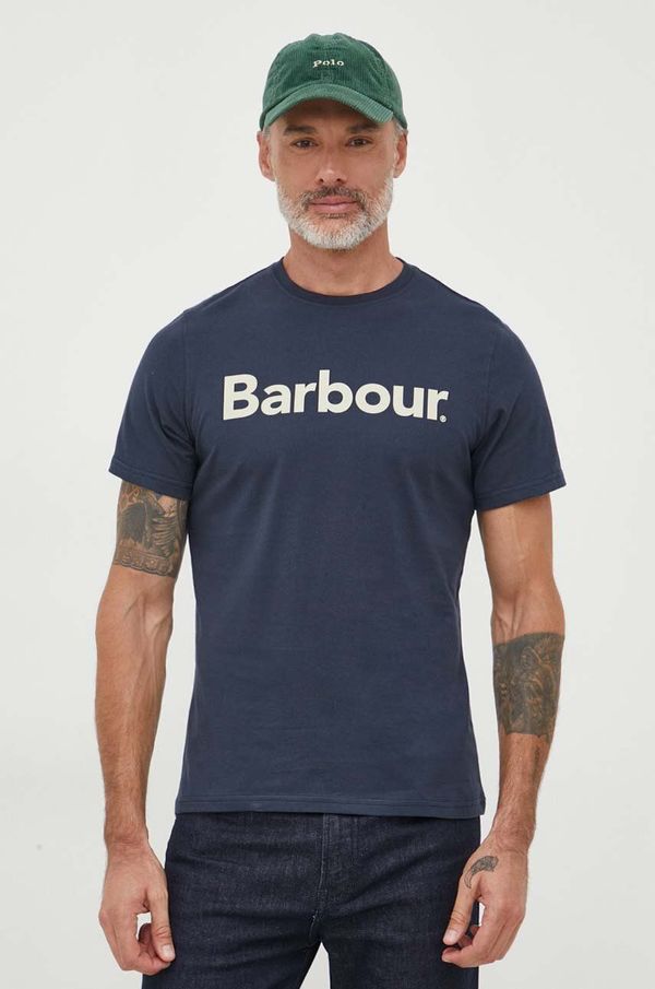 Barbour Bombažna kratka majica Barbour mornarsko modra barva