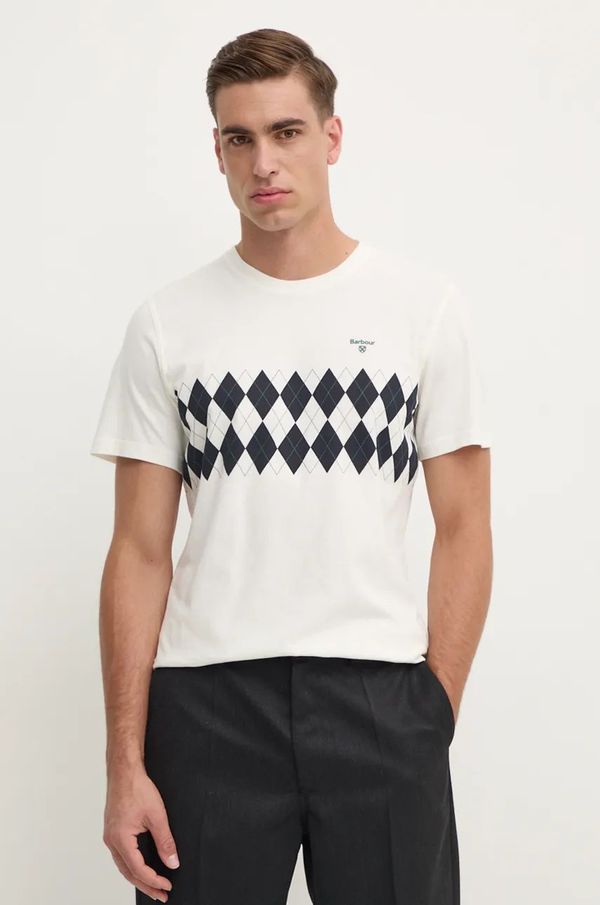 Barbour Bombažna kratka majica Barbour moška, bež barva, MTS1331