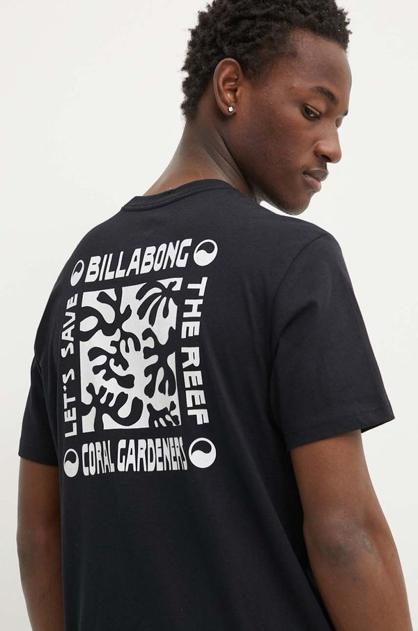 Billabong Bombažna kratka majica Billabong x Coral Gardeners moška, črna barva, ABYZT02341