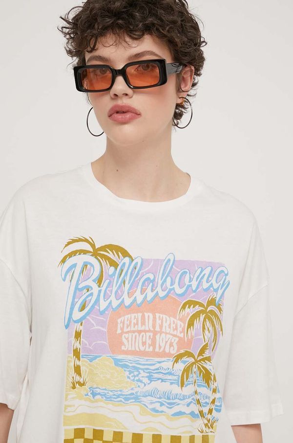 Billabong Bombažna kratka majica Billabong ženska, bela barva, EBJZT00256
