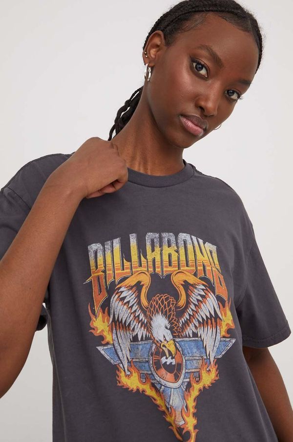 Billabong Bombažna kratka majica Billabong ženski, siva barva