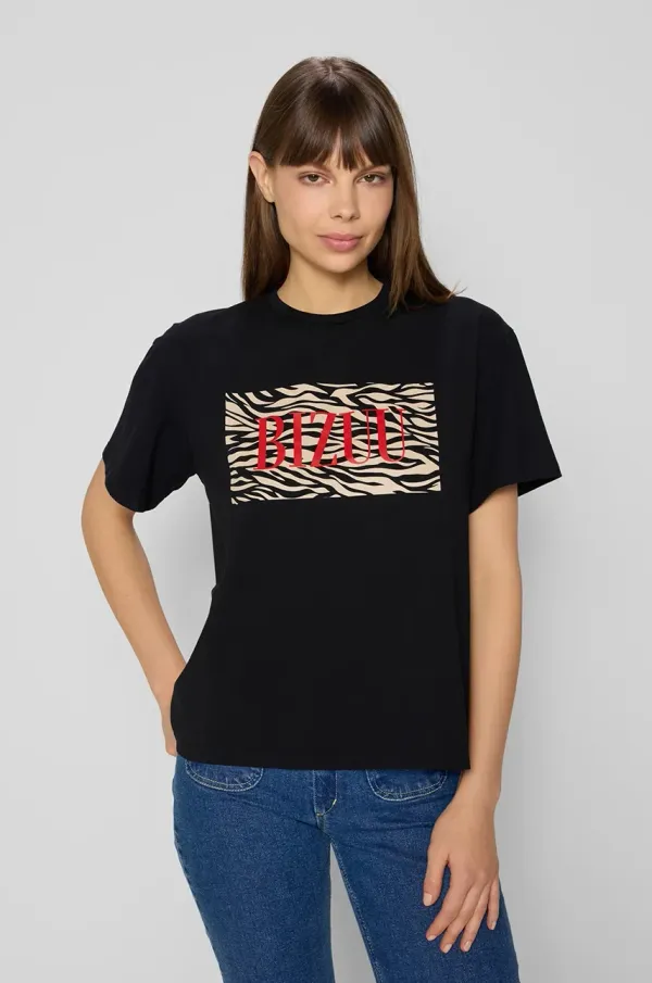 BIZUU Bombažna kratka majica Bizuu RALZA ženska, črna barva, RALZA CZARNY KW25