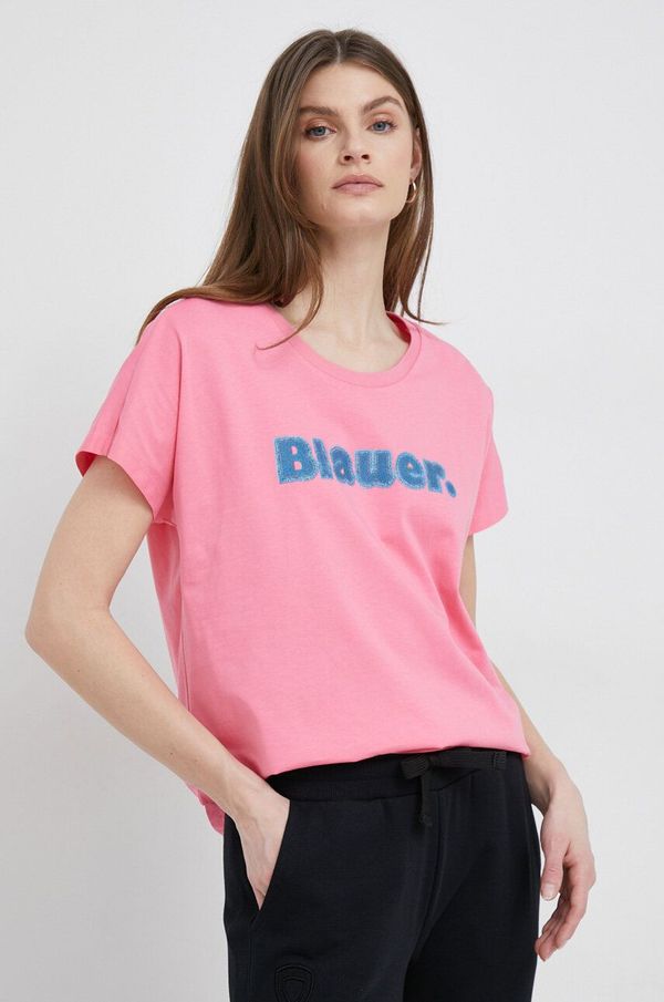 Blauer Bombažna kratka majica Blauer roza barva