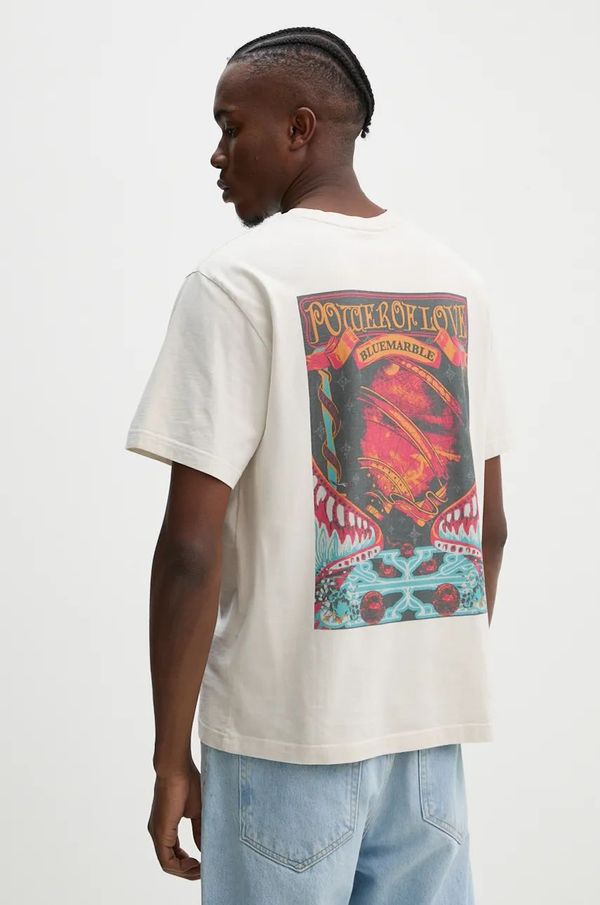 BLUEMARBLE Bombažna kratka majica BLUEMARBLE moška, bež barva, TS35.JE28B24