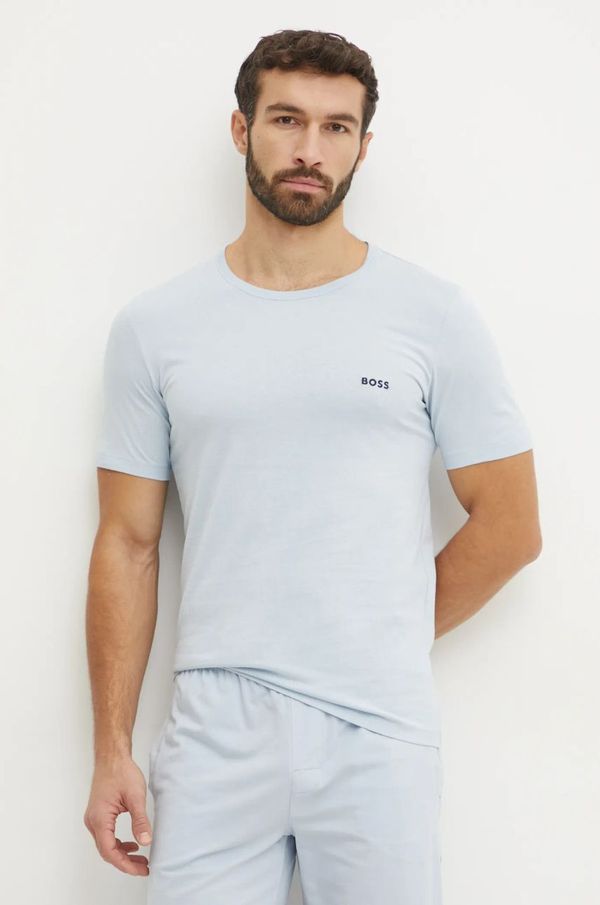 BOSS Bombažna kratka majica BOSS 3-pack moška, mornarsko modra barva, 50532470