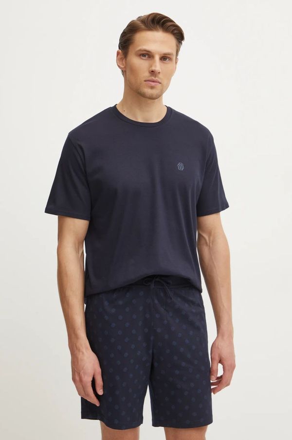 BOSS Bombažna kratka majica BOSS mornarsko modra barva, 50535741