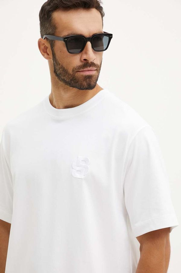 BOSS Bombažna kratka majica BOSS moška, bela barva, 50518743