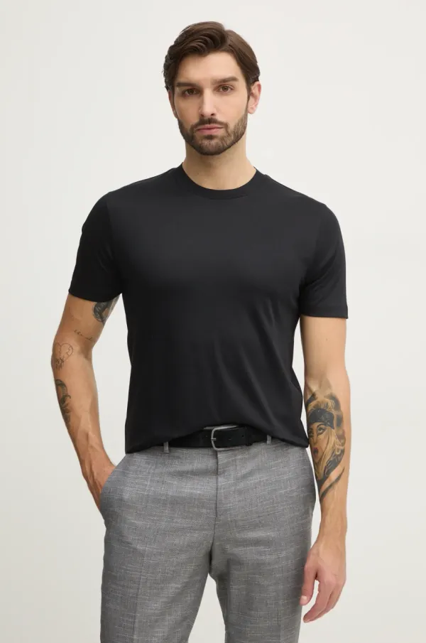 BOSS Bombažna kratka majica BOSS moška, črna barva, 50523931