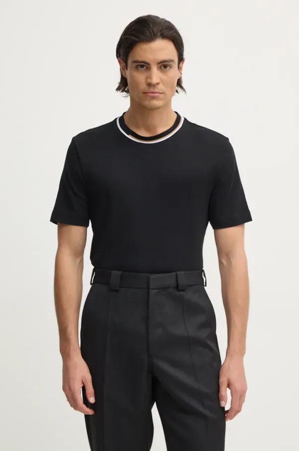 BOSS Bombažna kratka majica BOSS moška, črna barva, 50530089