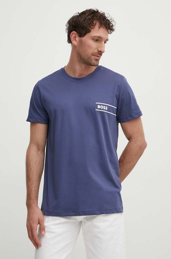 Boss Bombažna kratka majica BOSS moška, mornarsko modra barva, 50517715