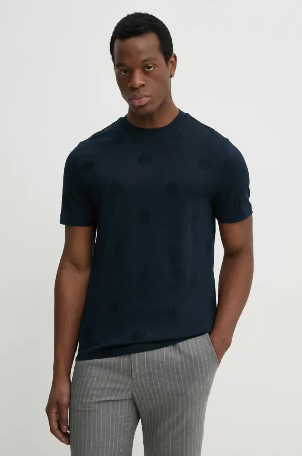 BOSS Bombažna kratka majica BOSS moška, mornarsko modra barva, 50532753